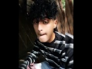 Boy plays with used condom and cum for request from straight friend