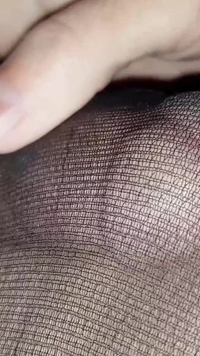 Hot Red Pumps and Curvy Legs in Black Pantyhose