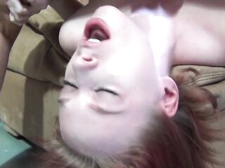 NO GAG REFLEX! Talented Pale Redhead Mouth Screwed With Each Inch