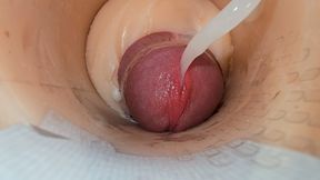 Camera deep inside tight pussy captures huge cum explosion