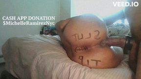 BBC man with huge cock and tattoo fucks ebony babe's big ass and anal hole