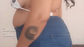 BBW Jeans Rip and Dildo Masturbation