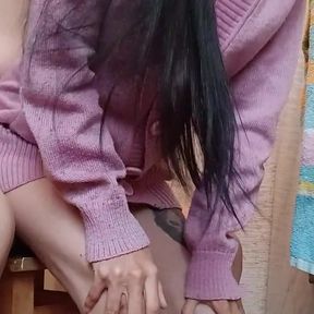 Quick Lesbian Sex in the Kitchen with a Strap-on