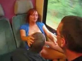Mature mom having sex with boy and husband in a train