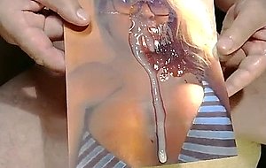 Busty slut gets cum on her face and big boobs