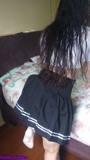 Curious Goddess - Hot Brunette Wearing Only a Towel, Very Horny