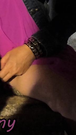 Extreme Pussy Flash in Paris: Teacher Gives Herself Fingering on the Street at Night - Public Orgasm!