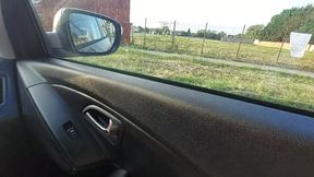 Horny Stepmom in High Heels and Sexy Legs Teases Her Stepson in the Car in the Morning, in Public