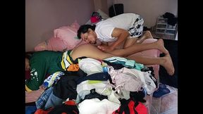 disgusting perverted stepfather fucks his beautiful, big-assed stepdaughter in bed