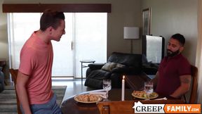 Pierced stepson Johnny Hunter moans during hot bareback sex