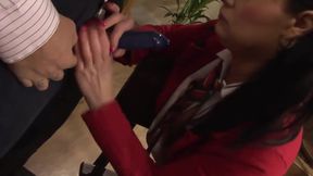 Tanya Cox gets pinned on her desk and receive a rough doggystyle slamming