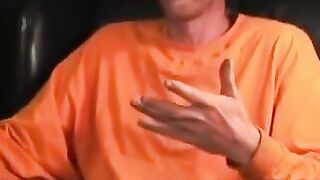 MenWorkinXXX.com - Mature amateur gay strips after an interview and jerks off vigorou