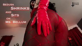 Sedusa Shrinks and Sits on Ms Bellum - Audio - featuring Jane Judge in cosplay as Sedusa, in a Giantess shrinking scene with mean humiliation, magic control, lesbian domination, and POV femdom ass smushing in evil red gloves and nylons on Science Friction