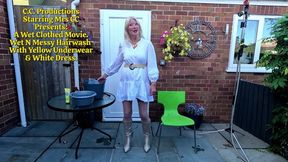 Wet Yellow Underwear & White Dress