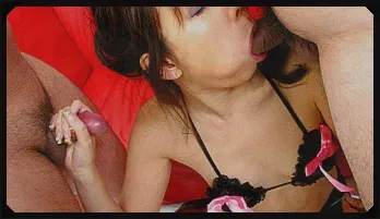 Japanese hottie Ren Asano  mouth filled with dick and man-naise