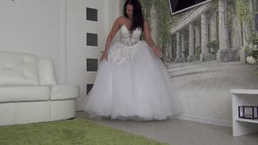 The bride s feet are very sore in her wedding shoes b