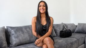 ”Sexy teen Latin gets the blow-job done right straight after the interview!”