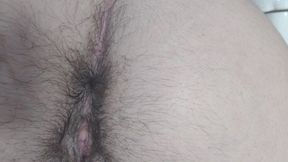 Hairy asshole while sneezing