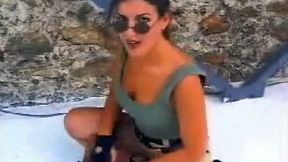 My hot brunette girlfriend looks like Tomb Raider on cam