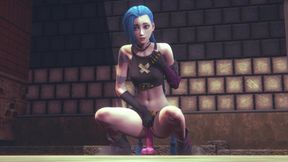 Jinx found a pink dildo on the street and rides it