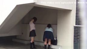 Asian teens squatting in public, desperation dripping