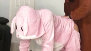 Bunny Onesie Spanked and Pounded by Bear