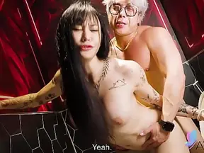 Chinese busty tattooed brunette babe Yaner had hard fuck with boyfriend.