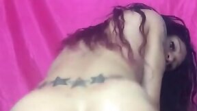 Sexy Lightskin tranny rides dildo