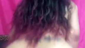 Sexy Lightskin tranny rides dildo