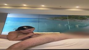 Petite brunette Olivia Quinn gives a sweaty fellatio and shows off her round butt