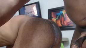 Ebony Latino Chubby Couple Blowjob and Bareback Fuck Show