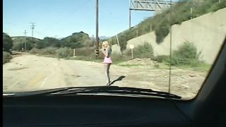 Excellent blonde fucks in the back of a pickup outside