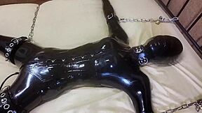Asian Rubber Sissy in Tight Latex Suit Gets Breathplay Punishment