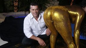 Sexy Striptease with a Stunning Babe, Teasing and Shining with Glitter.