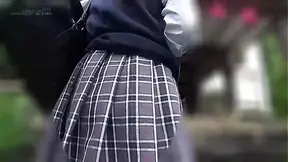 Amateur Japanese girl with big breasts enjoys double D action in cosplay at