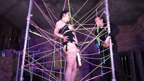 Halloween Special - Elbows touching Spider Net Predicament Bondage Challenge for Roxy - Full Clip mp4 SD