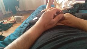 Cute gay man eagerly pulls back his foreskin