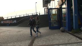 outdoor public sex couple love to be watched on roof and train station sucking dick