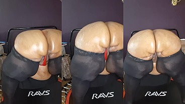 Big ass huge thighs ssbbw bouncing on trampoline