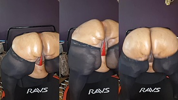 Big ass huge thighs ssbbw bouncing on trampoline