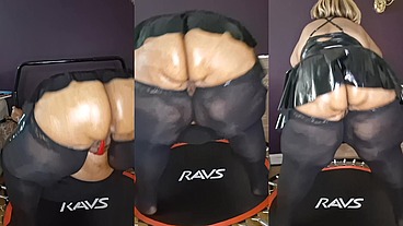 Big ass huge thighs ssbbw bouncing on trampoline