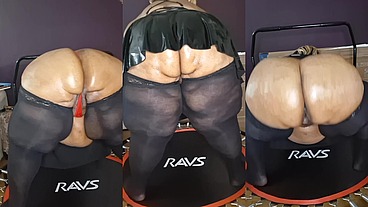 Big ass huge thighs ssbbw bouncing on trampoline