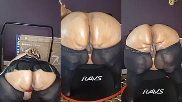 Big ass huge thighs ssbbw bouncing on trampoline