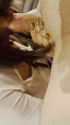Ebony teen gives a deepthroat blowjob in an intimate setting