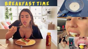 BREAKFAST TIME - 1080 Giantess Gabi cooks pancakes with tiny men inside, then devours them