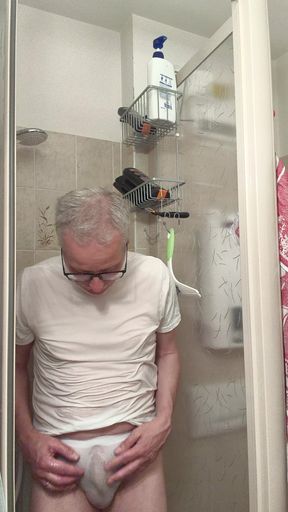 Wet T-shirt and Wet Underpants While Showering