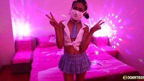 Masked Asian Student Gets Fucked Hard in POV Lightshow Session