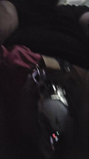 Fucking my ass with my plug while in chastity.  I can feel the precum pumping out of my sissy clit!