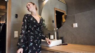 Cutie Licking Twat Inside The Restroom! sluts Into Underwear
