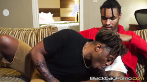 Experienced ebony stud Hakunabad teaches his first timer friend Jaylen Rebel the ro